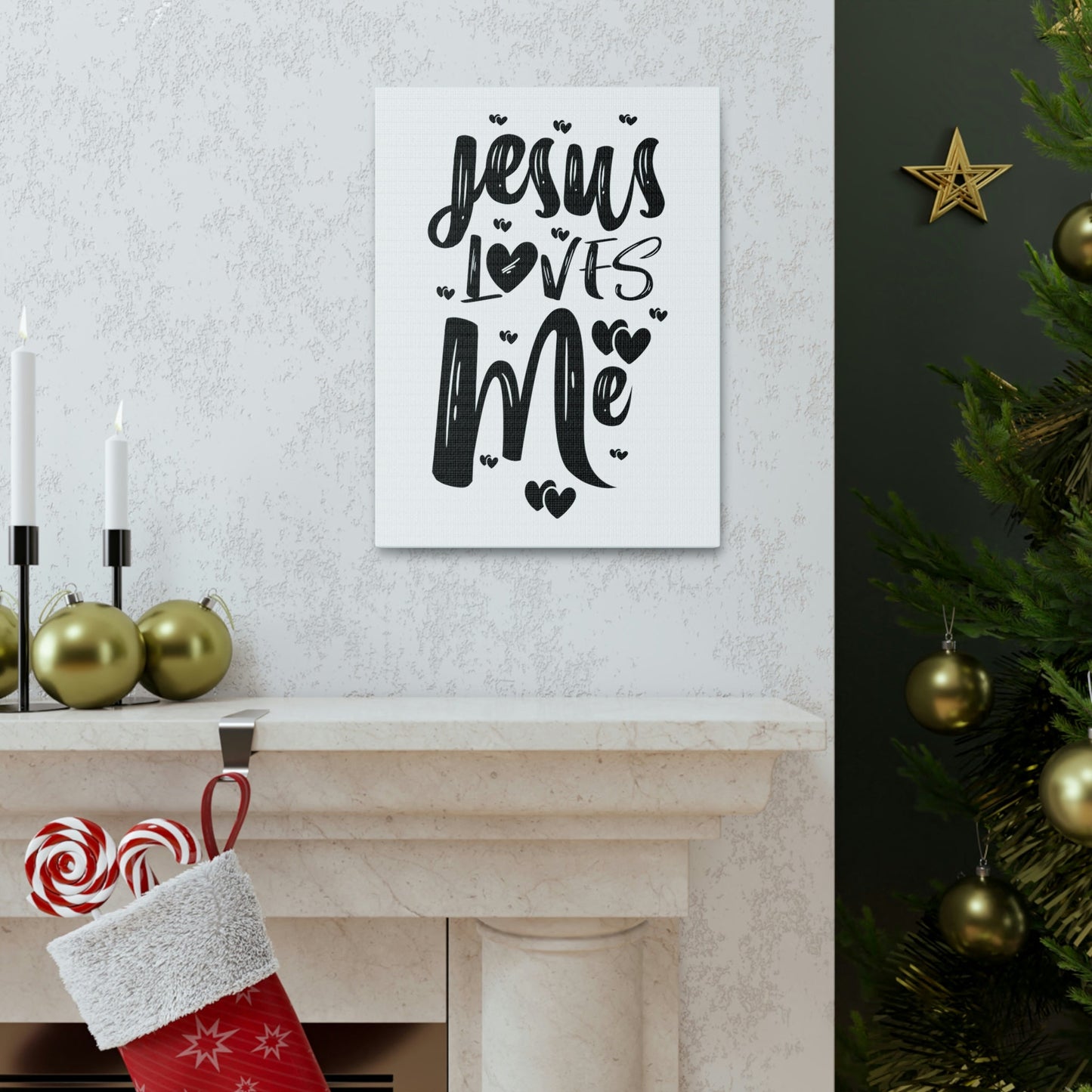 Scripture Walls Jesus Loves Me Ephesians 2:4 Hearts Christian Wall Art Print Ready to Hang Unframed-Express Your Love Gifts