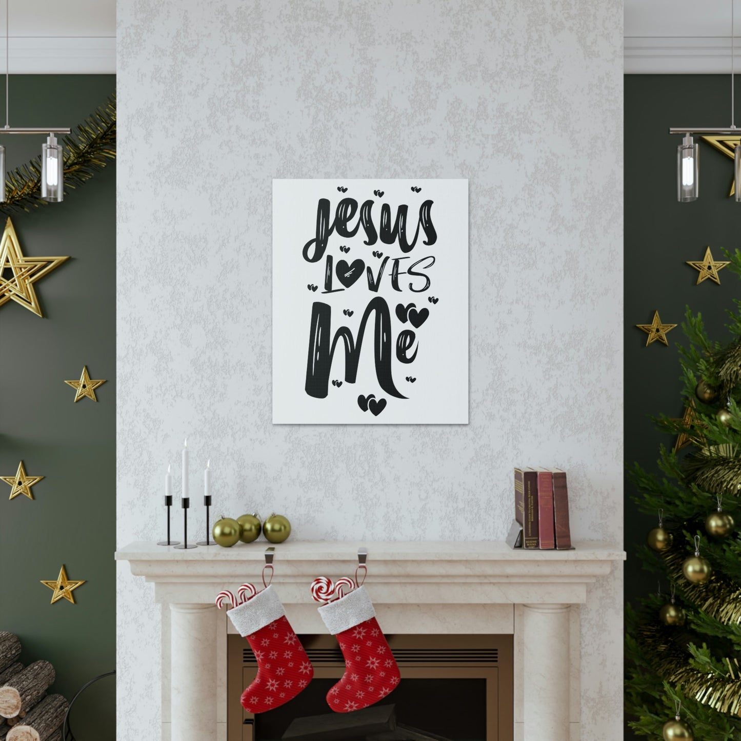 Scripture Walls Jesus Loves Me Ephesians 2:4 Hearts Christian Wall Art Print Ready to Hang Unframed-Express Your Love Gifts