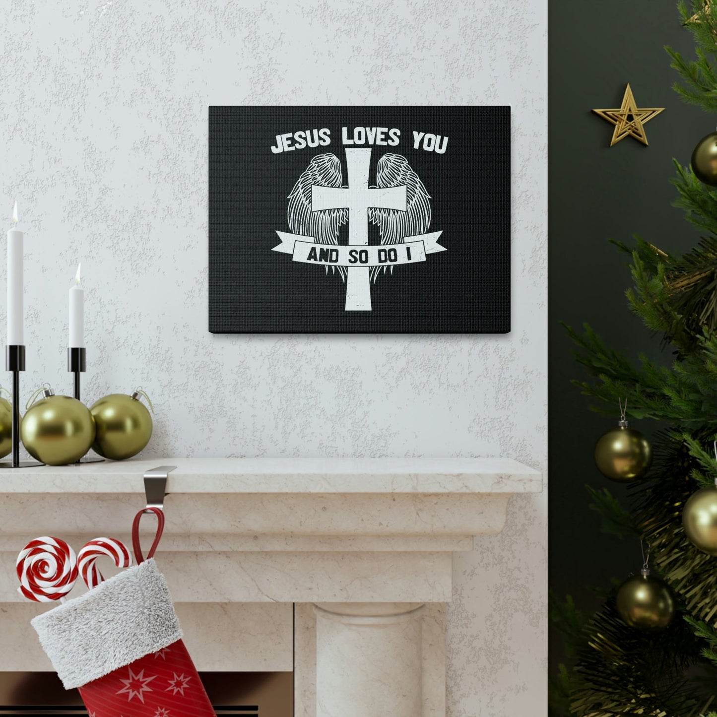 Jesus Loves You 1 John 3:16 Cross Wings Christian Wall Art Bible Verse Print Ready to Hang Unframed-Express Your Love Gifts