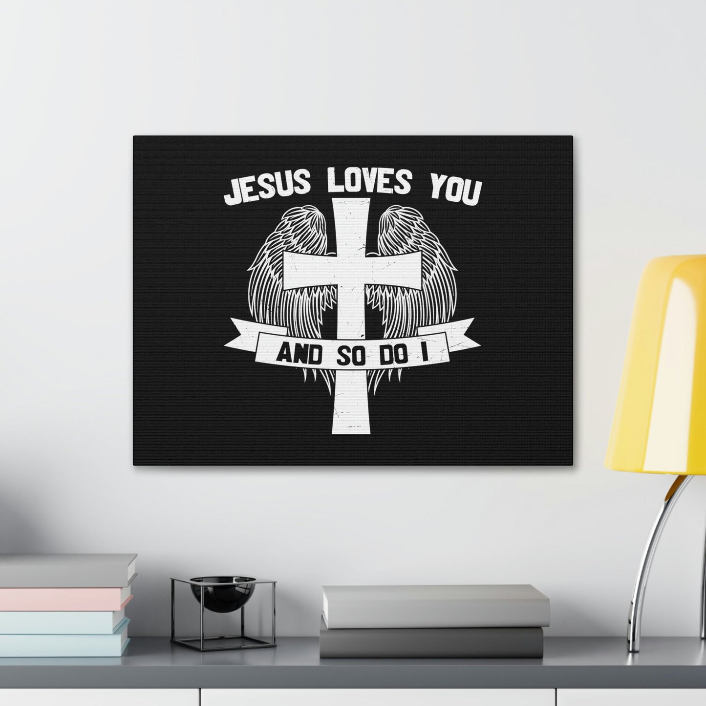 Jesus Loves You 1 John 3:16 Cross Wings Christian Wall Art Bible Verse Print Ready to Hang Unframed-Express Your Love Gifts