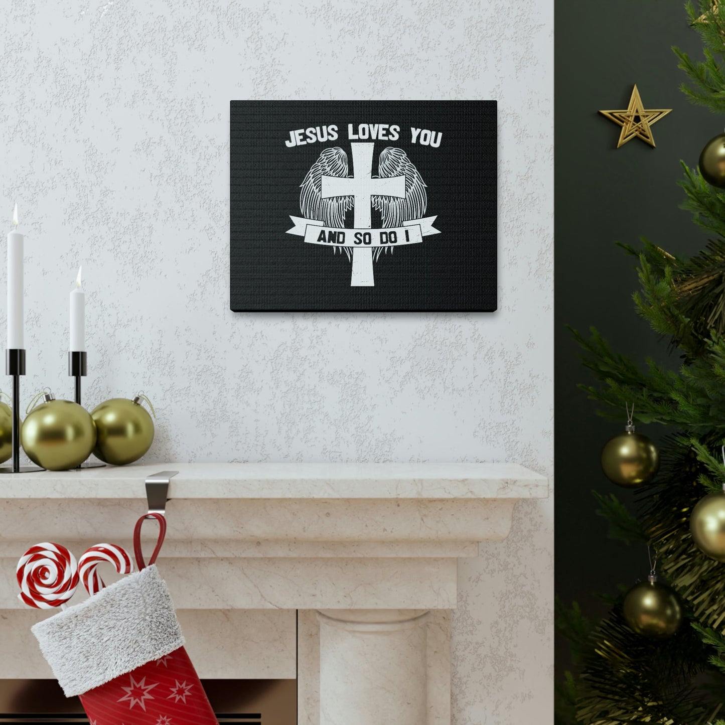 Jesus Loves You 1 John 3:16 Cross Wings Christian Wall Art Bible Verse Print Ready to Hang Unframed-Express Your Love Gifts