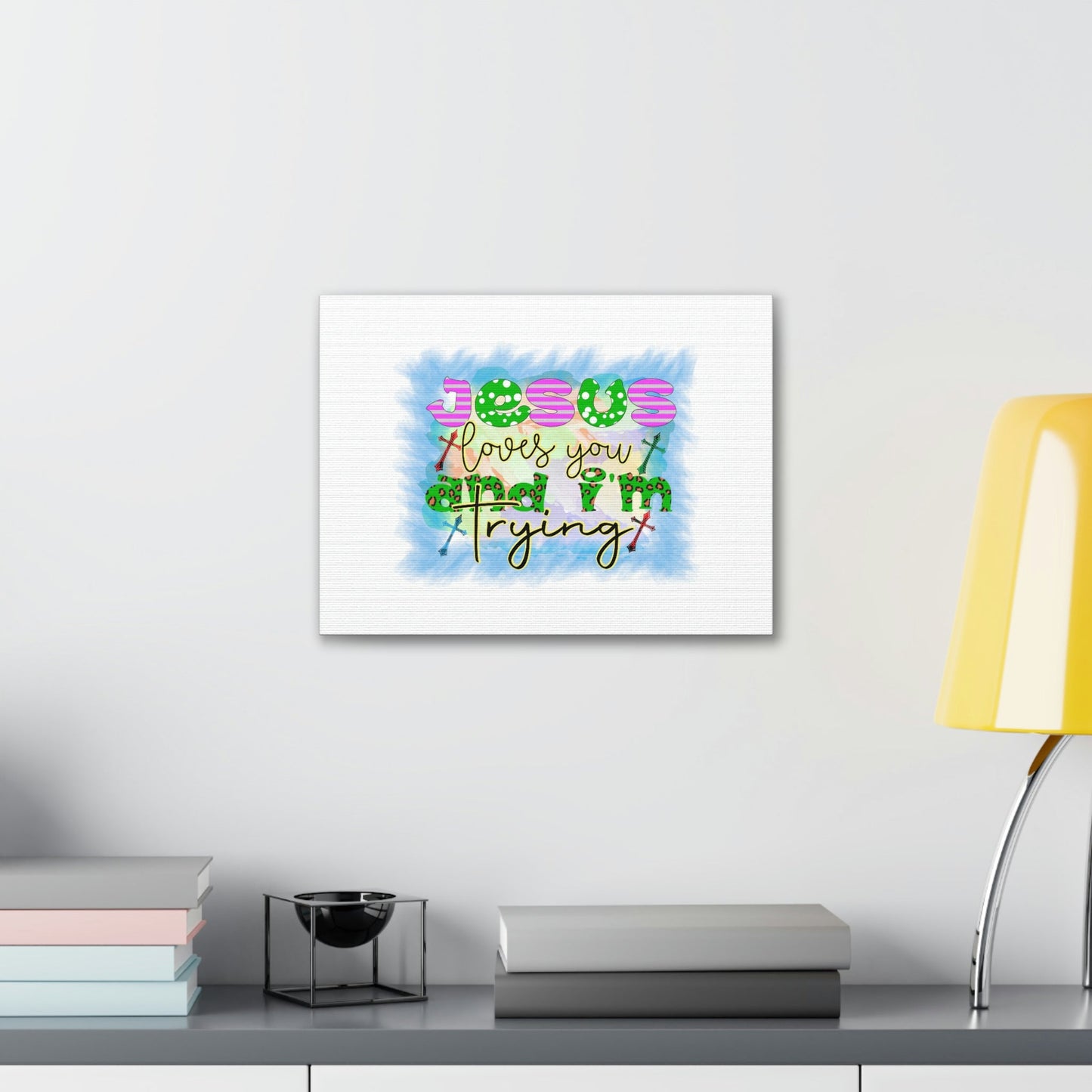 Jesus Loves You John 15:12 Blue Square Christian Wall Art Bible Verse Print Ready to Hang Unframed-Express Your Love Gifts