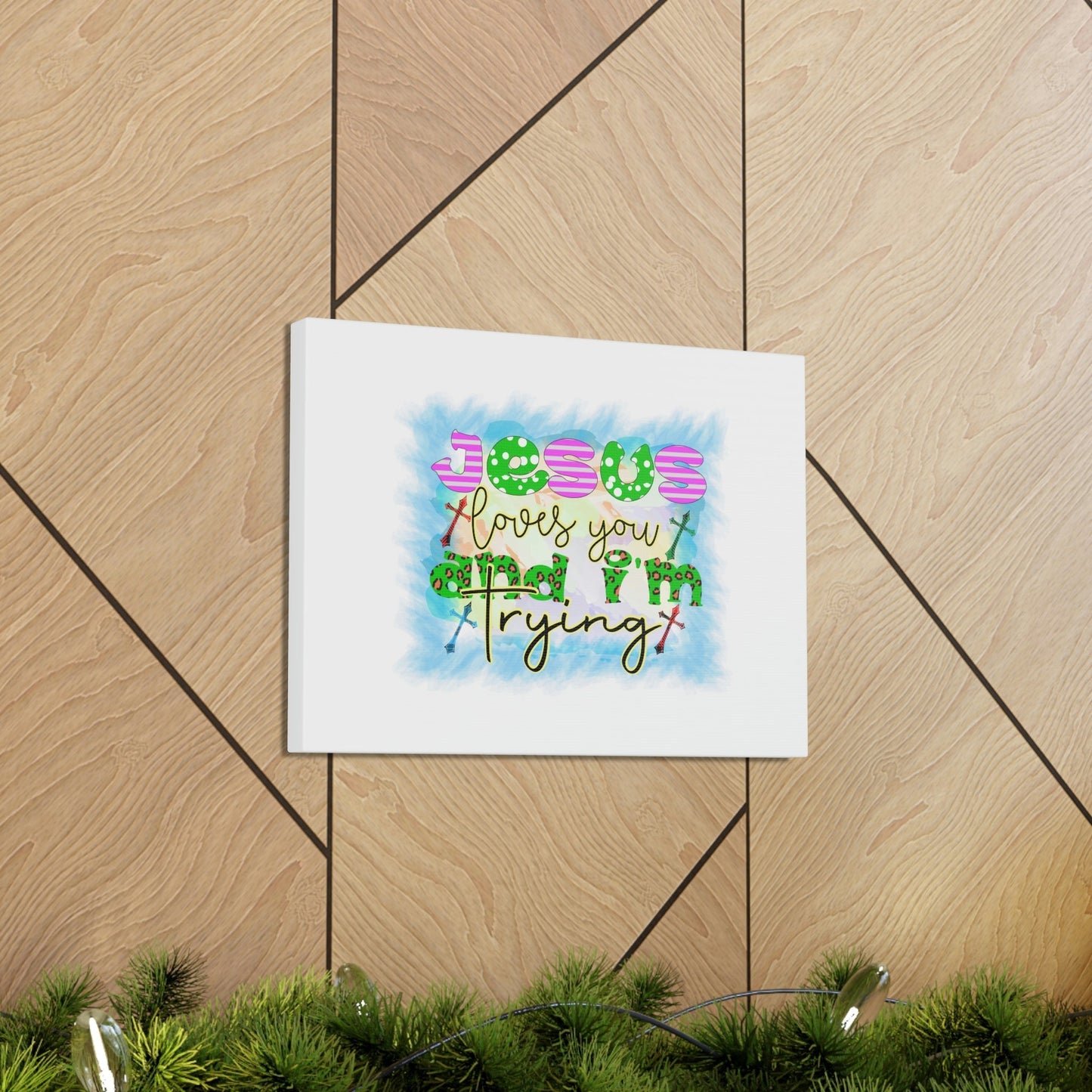 Jesus Loves You John 15:12 Blue Square Christian Wall Art Bible Verse Print Ready to Hang Unframed-Express Your Love Gifts