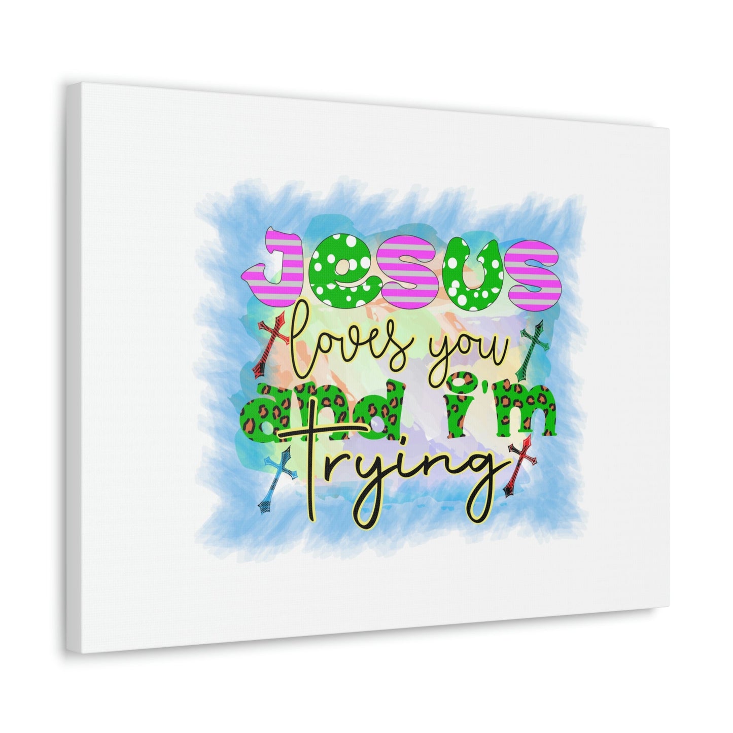 Jesus Loves You John 15:12 Blue Square Christian Wall Art Bible Verse Print Ready to Hang Unframed-Express Your Love Gifts