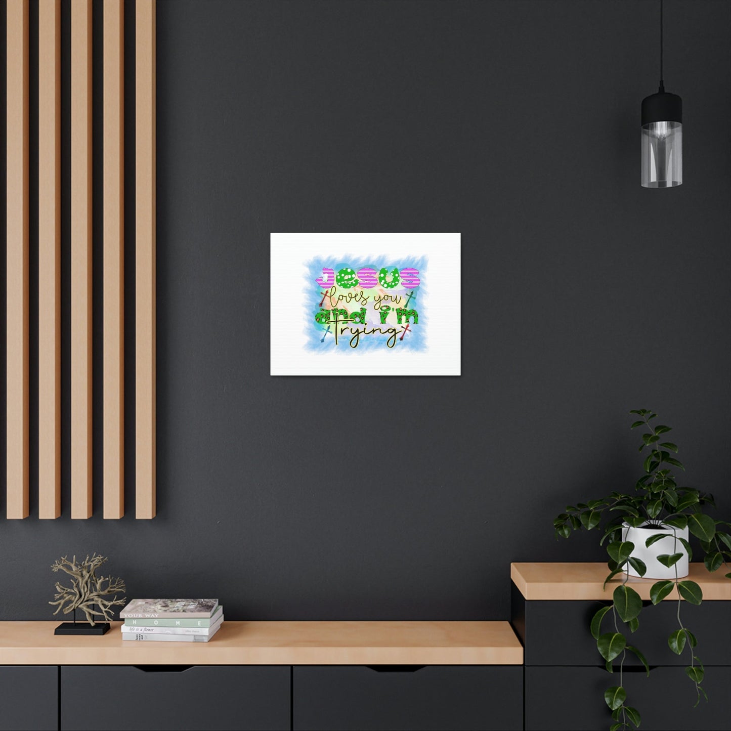 Jesus Loves You John 15:12 Blue Square Christian Wall Art Bible Verse Print Ready to Hang Unframed-Express Your Love Gifts