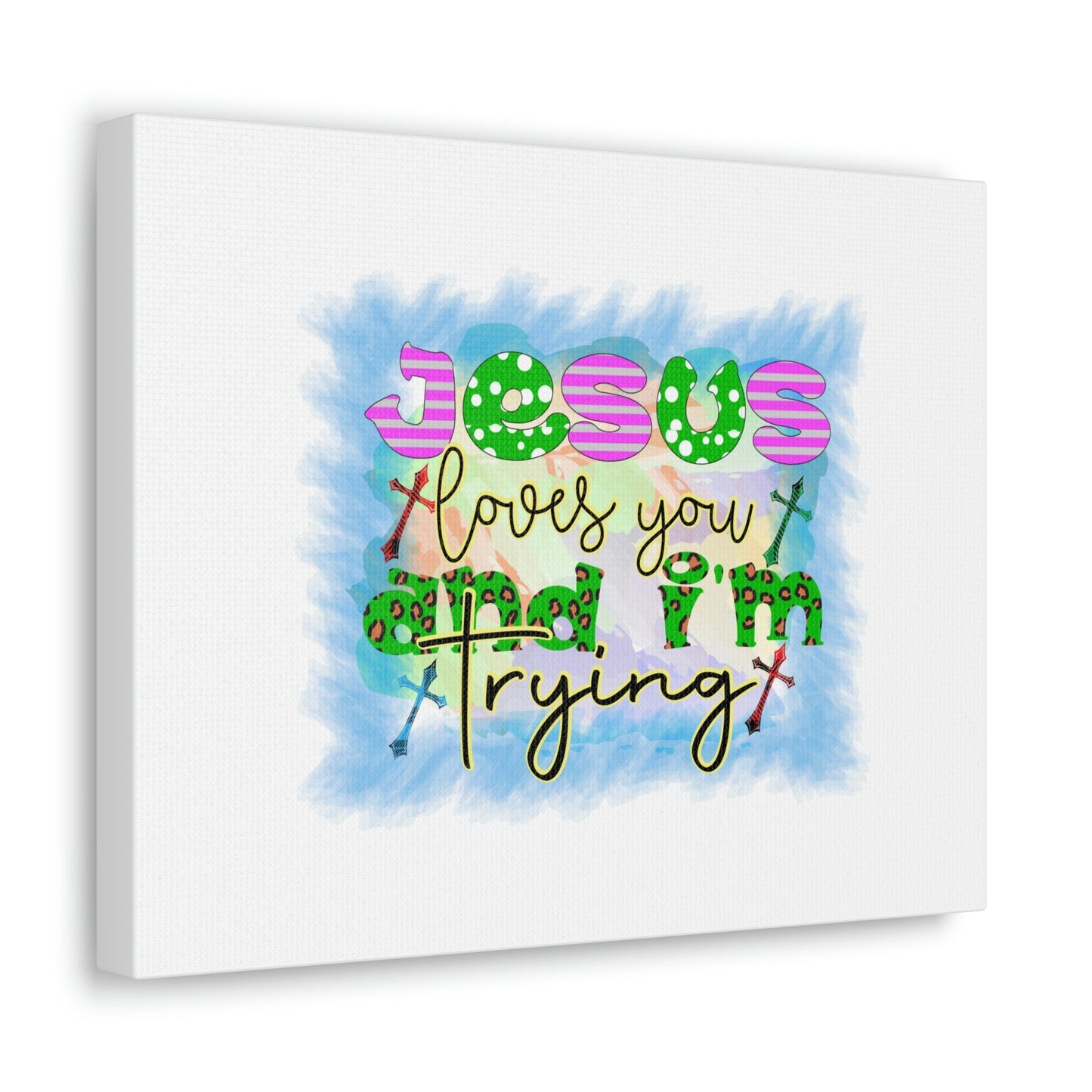 Jesus Loves You John 15:12 Blue Square Christian Wall Art Bible Verse Print Ready to Hang Unframed-Express Your Love Gifts