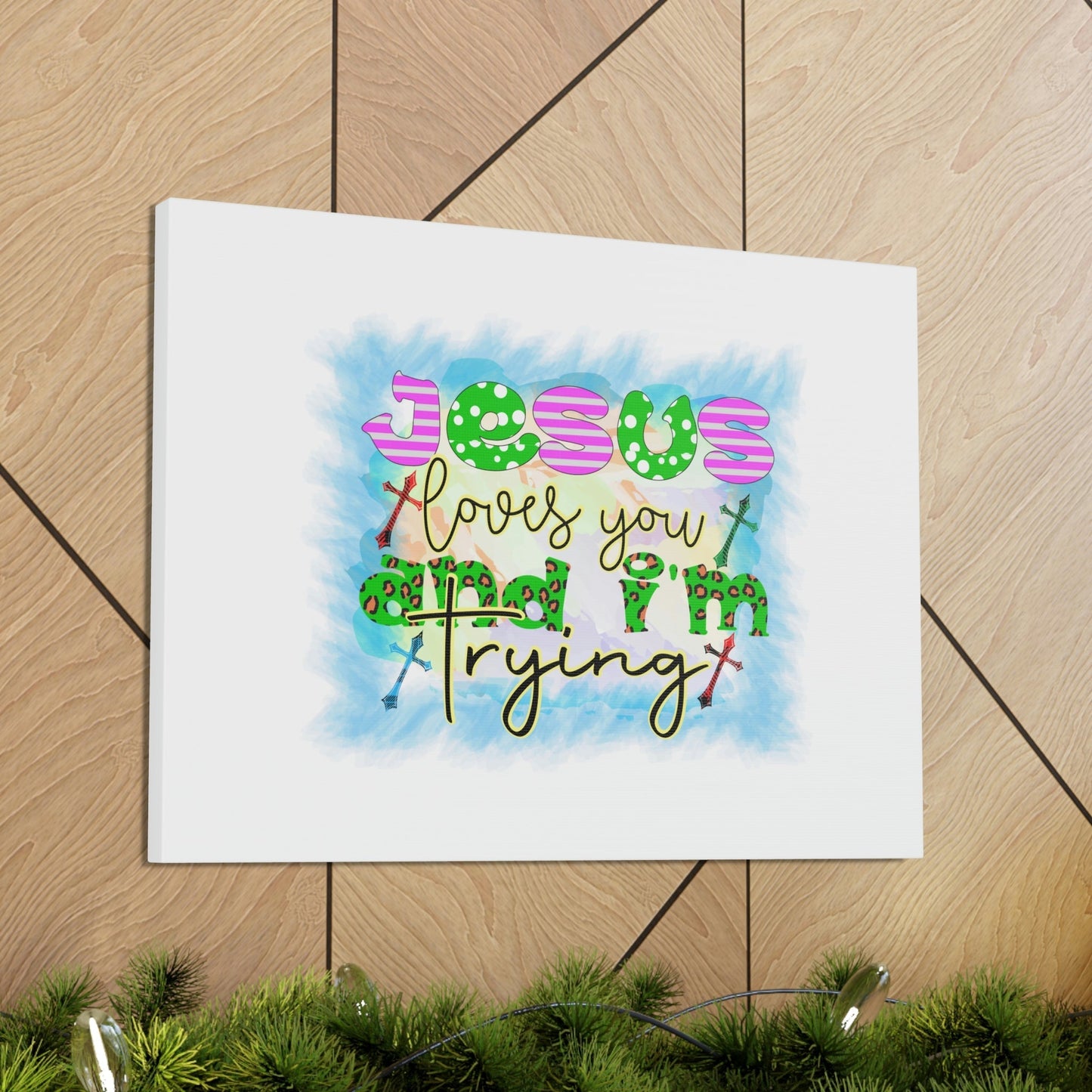 Jesus Loves You John 15:12 Blue Square Christian Wall Art Bible Verse Print Ready to Hang Unframed-Express Your Love Gifts