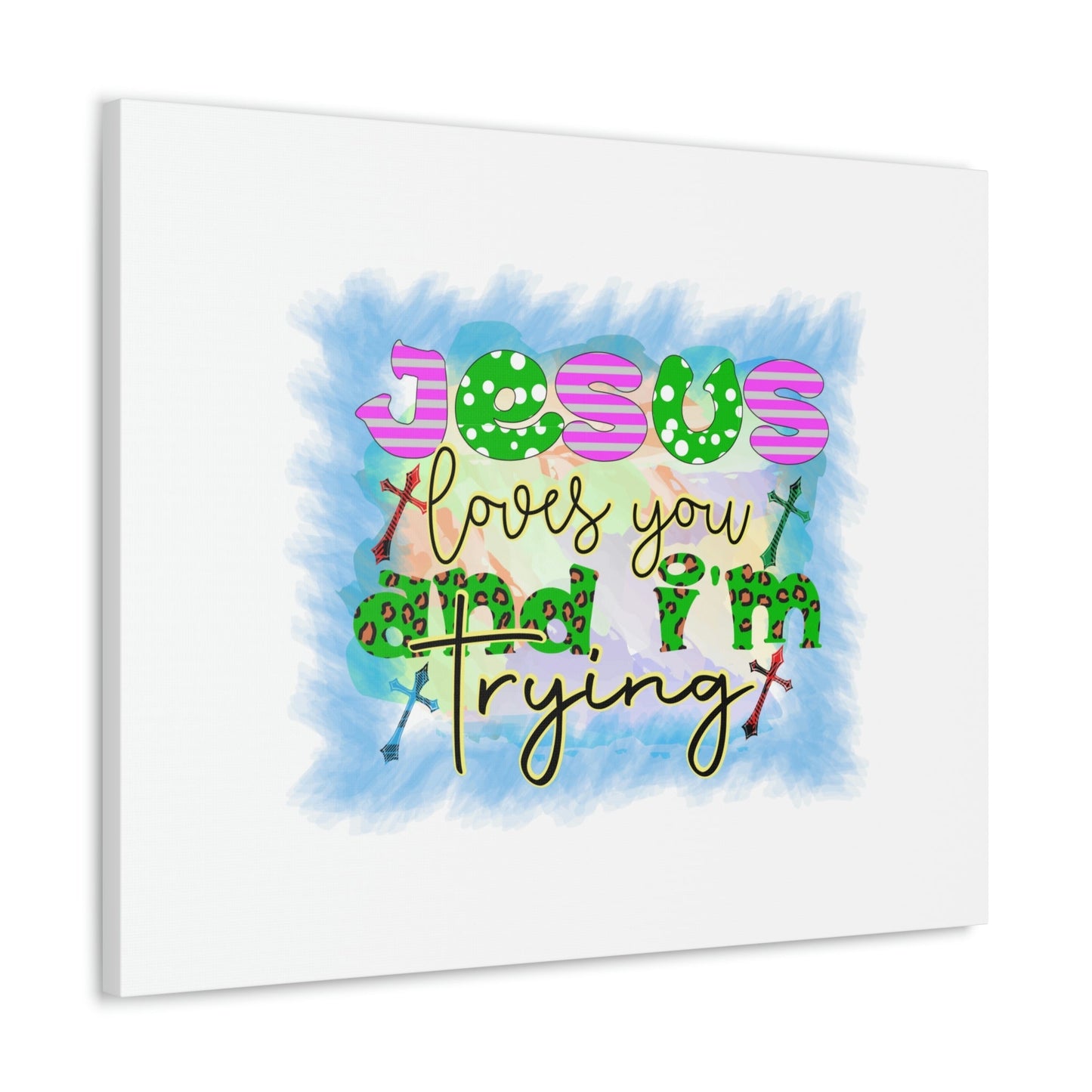 Jesus Loves You John 15:12 Blue Square Christian Wall Art Bible Verse Print Ready to Hang Unframed-Express Your Love Gifts