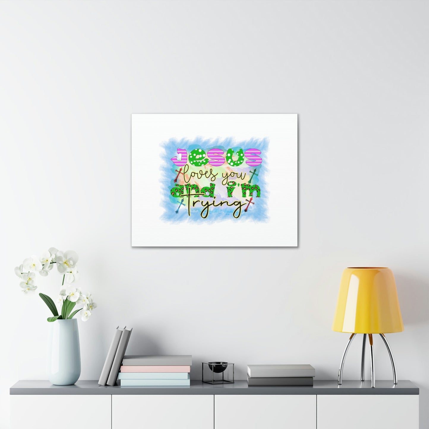 Jesus Loves You John 15:12 Blue Square Christian Wall Art Bible Verse Print Ready to Hang Unframed-Express Your Love Gifts