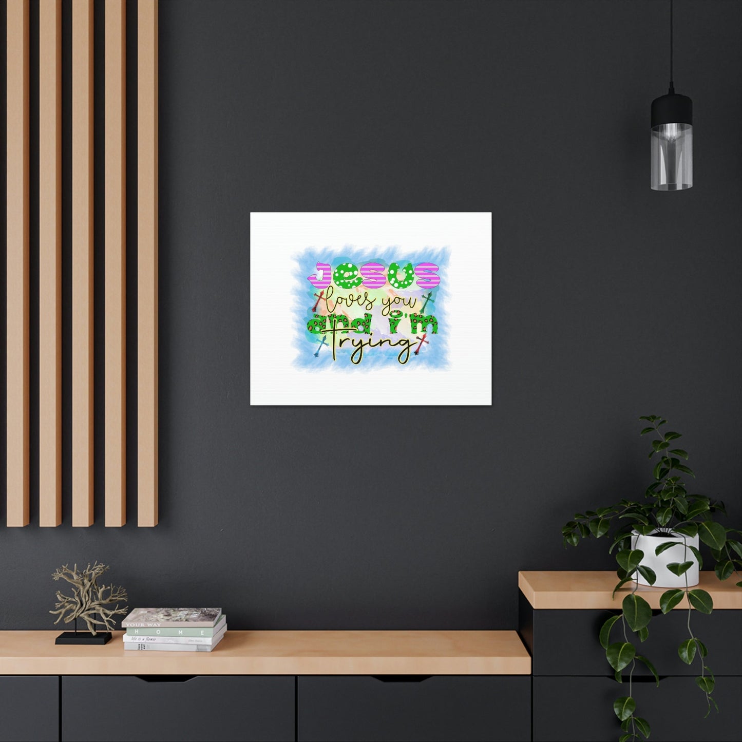 Jesus Loves You John 15:12 Blue Square Christian Wall Art Bible Verse Print Ready to Hang Unframed-Express Your Love Gifts