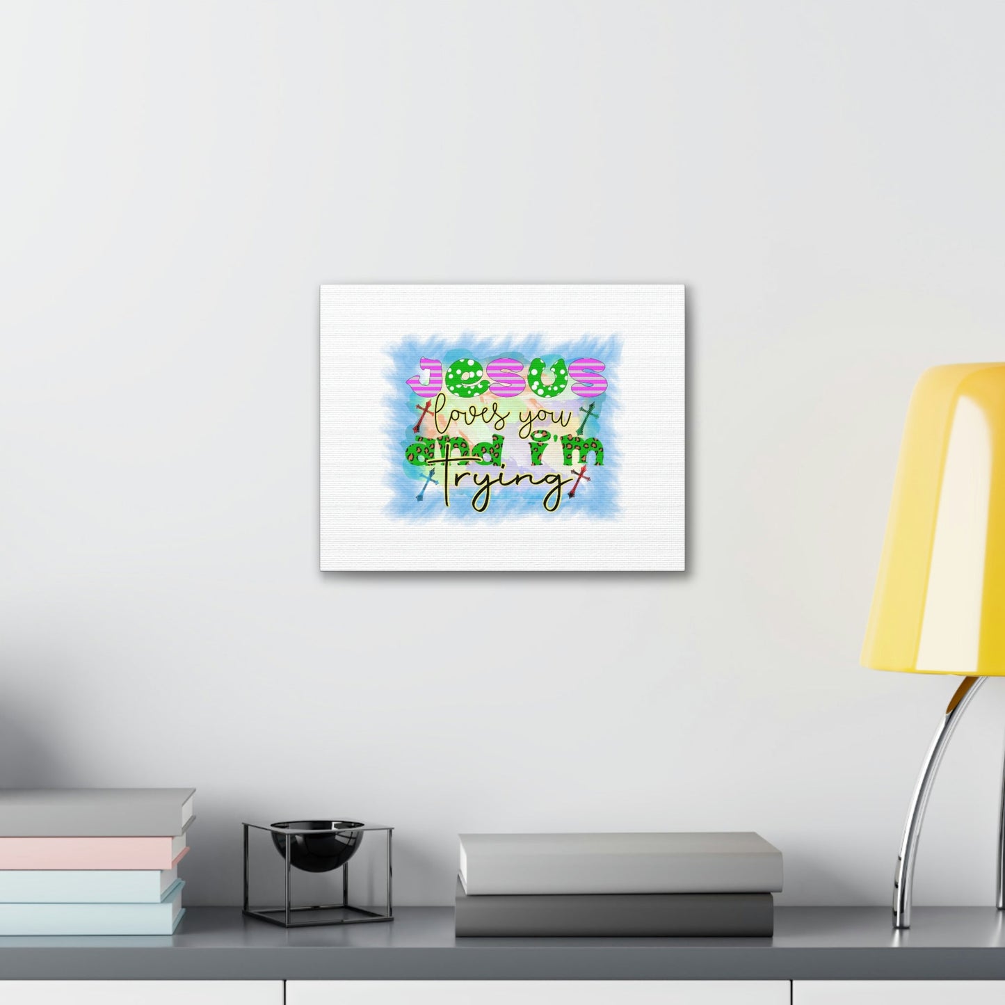 Jesus Loves You John 15:12 Blue Square Christian Wall Art Bible Verse Print Ready to Hang Unframed-Express Your Love Gifts
