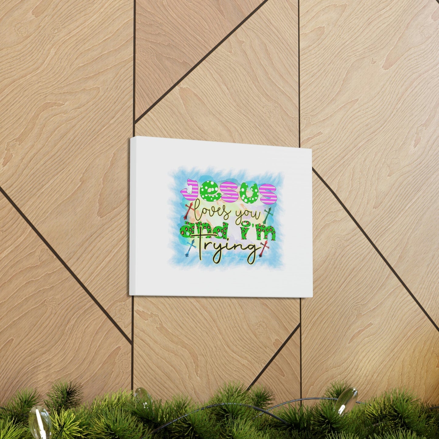 Jesus Loves You John 15:12 Blue Square Christian Wall Art Bible Verse Print Ready to Hang Unframed-Express Your Love Gifts