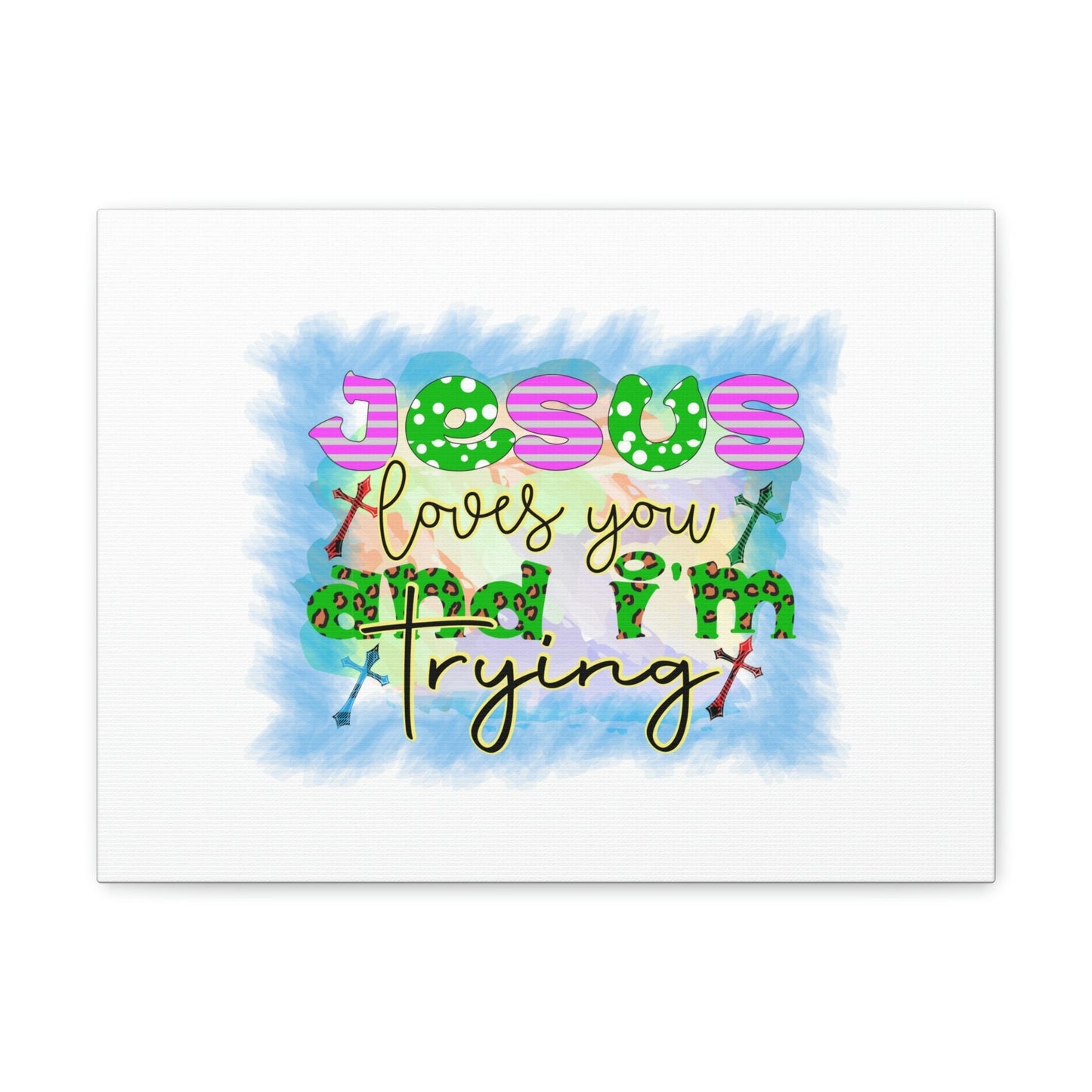 Jesus Loves You John 15:12 Blue Square Christian Wall Art Bible Verse Print Ready to Hang Unframed-Express Your Love Gifts