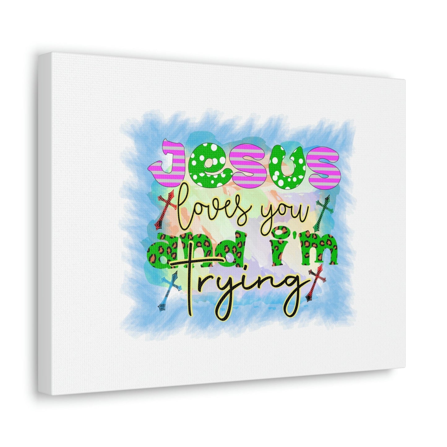 Jesus Loves You John 15:12 Blue Square Christian Wall Art Bible Verse Print Ready to Hang Unframed-Express Your Love Gifts