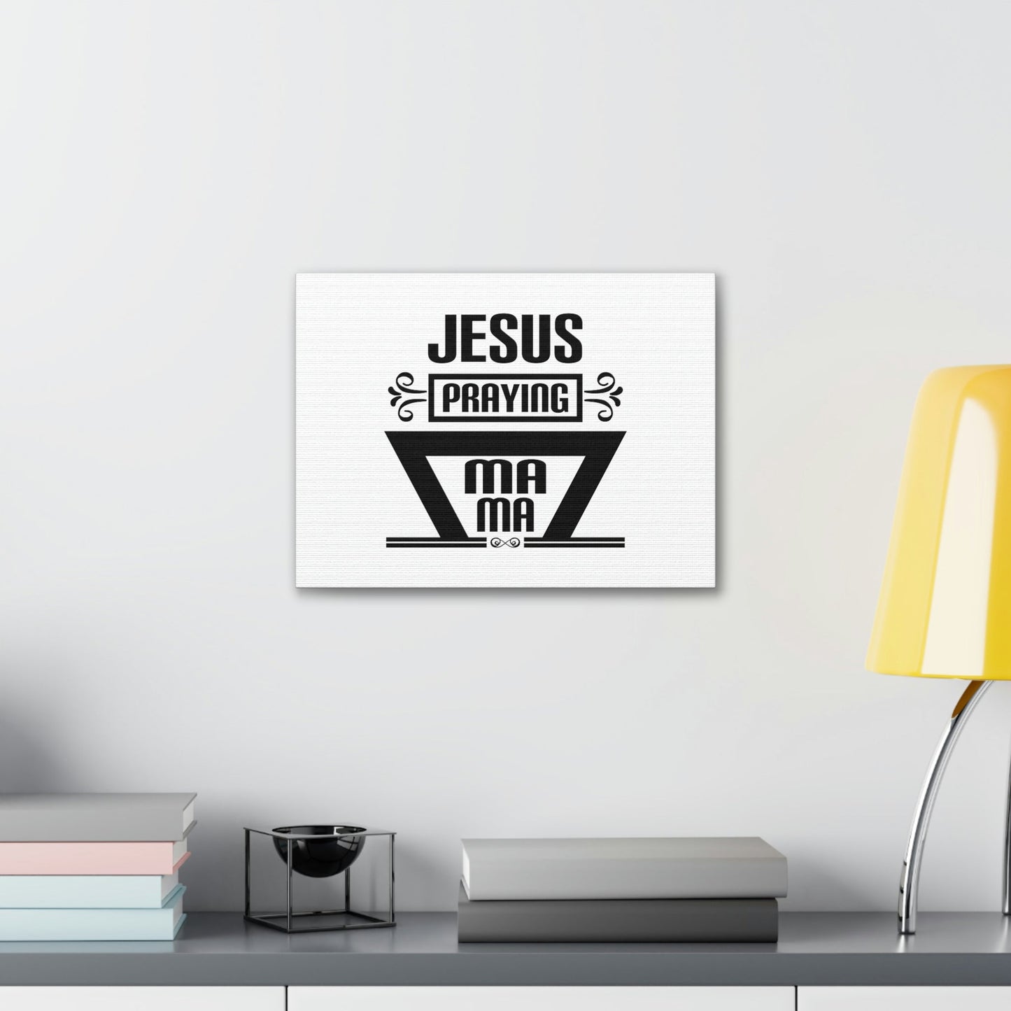 Jesus Praying Luke 2:51 White Christian Wall Art Bible Verse Print Ready to Hang Unframed-Express Your Love Gifts