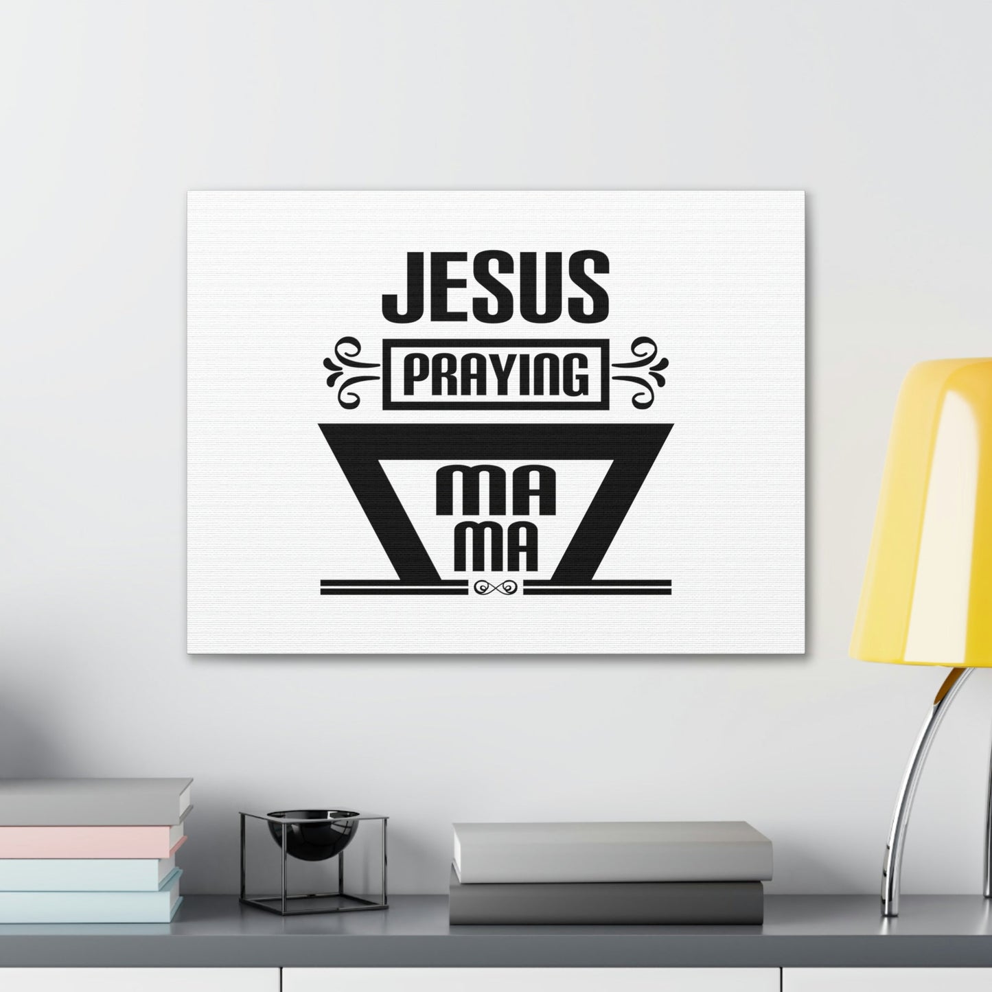 Jesus Praying Luke 2:51 White Christian Wall Art Bible Verse Print Ready to Hang Unframed-Express Your Love Gifts