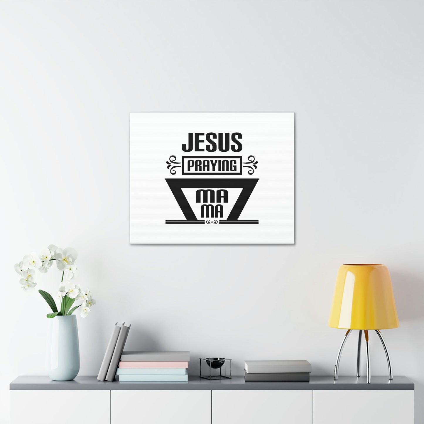 Jesus Praying Luke 2:51 White Christian Wall Art Bible Verse Print Ready to Hang Unframed-Express Your Love Gifts