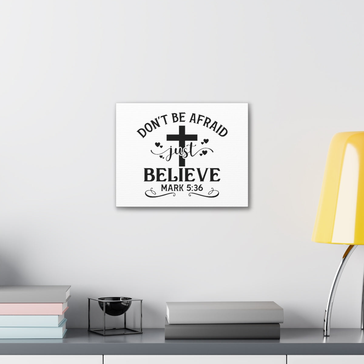 Scripture Walls Just Believe Mark 5:36 Cross Bible Verse Canvas Christian Wall Art Ready to Hang Unframed-Express Your Love Gifts