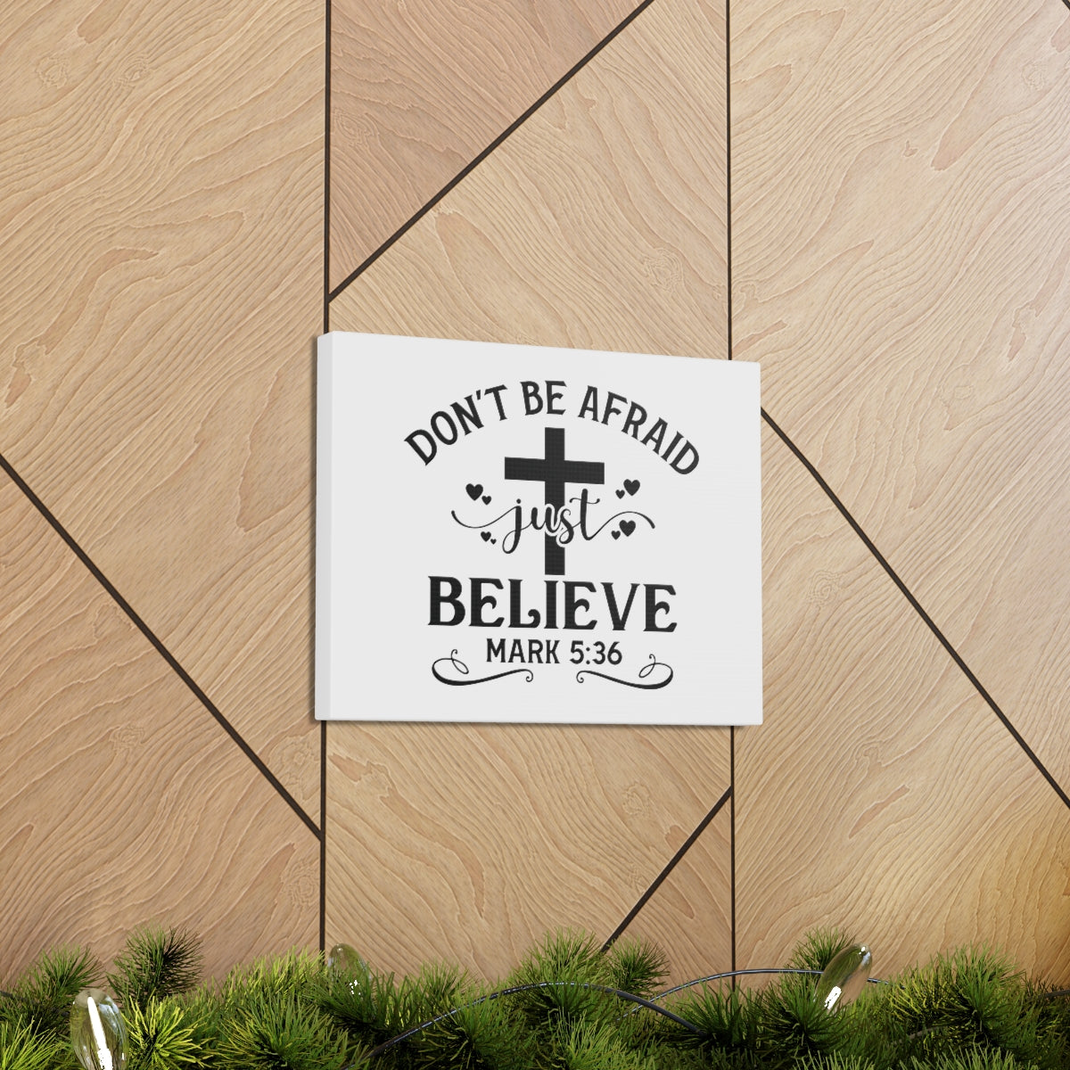 Scripture Walls Just Believe Mark 5:36 Cross Bible Verse Canvas Christian Wall Art Ready to Hang Unframed-Express Your Love Gifts