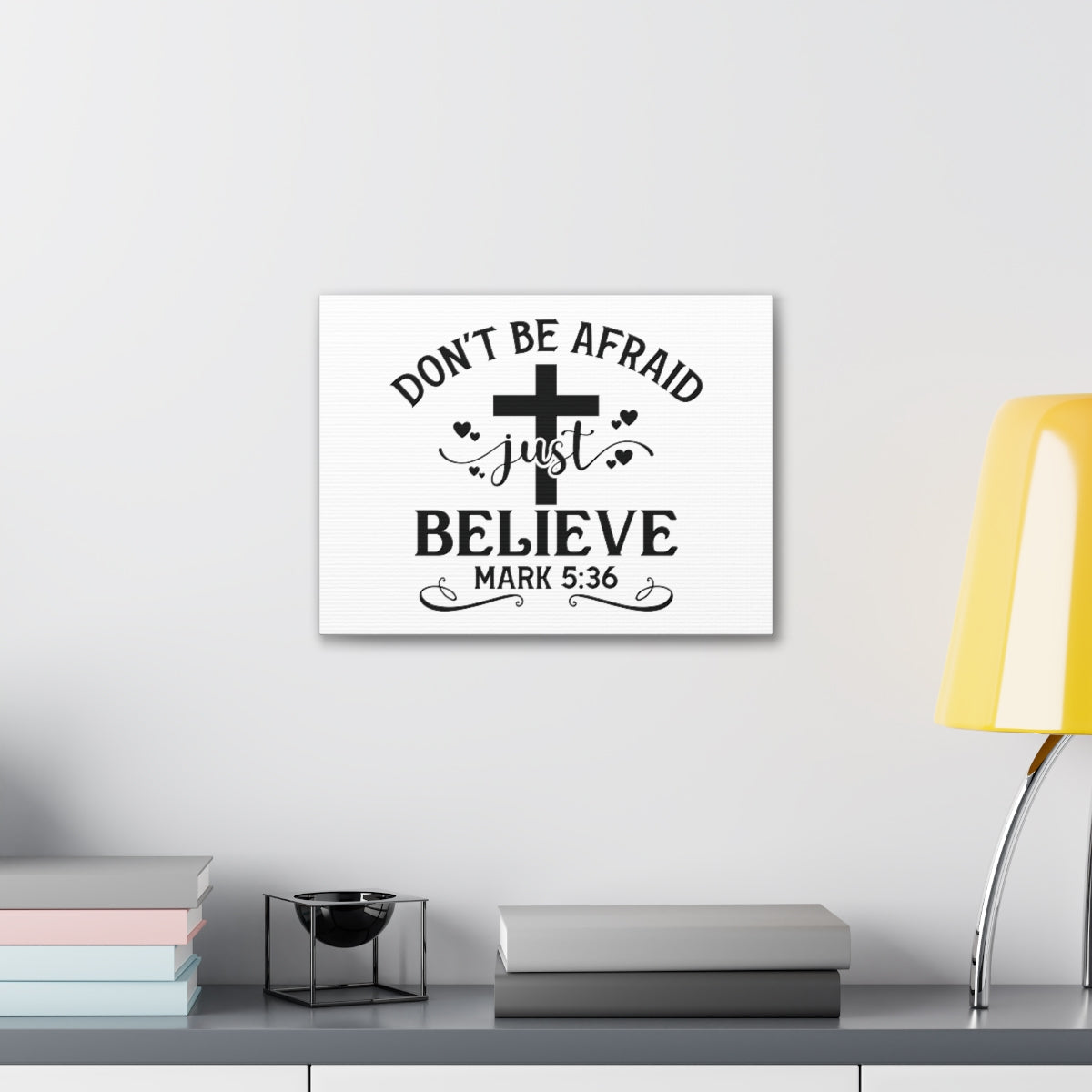 Scripture Walls Just Believe Mark 5:36 Cross Bible Verse Canvas Christian Wall Art Ready to Hang Unframed-Express Your Love Gifts