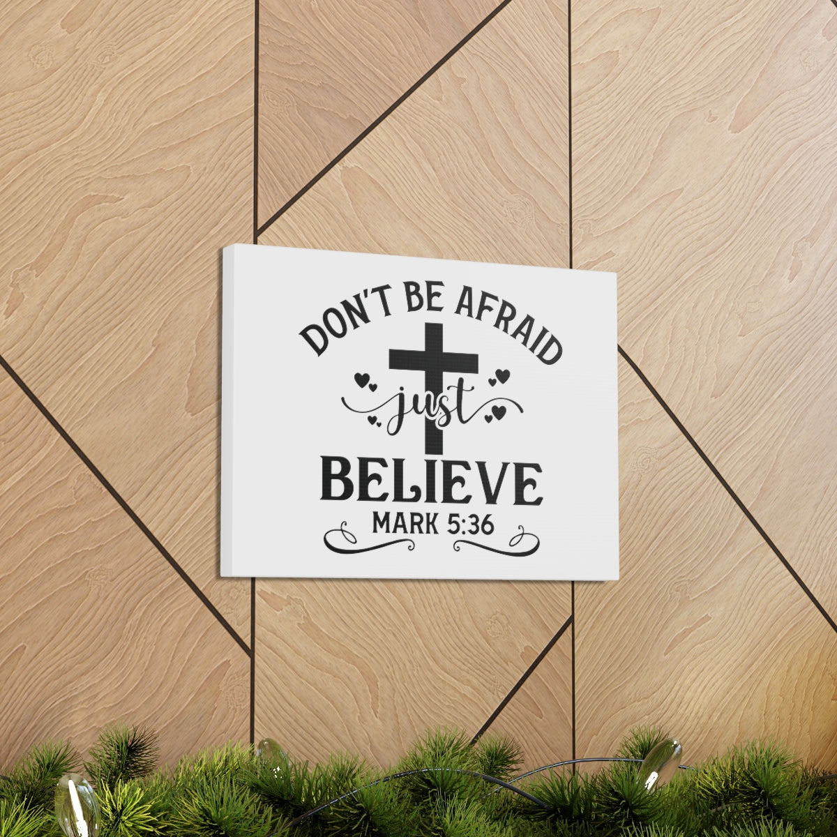 Scripture Walls Just Believe Mark 5:36 Cross Bible Verse Canvas Christian Wall Art Ready to Hang Unframed-Express Your Love Gifts