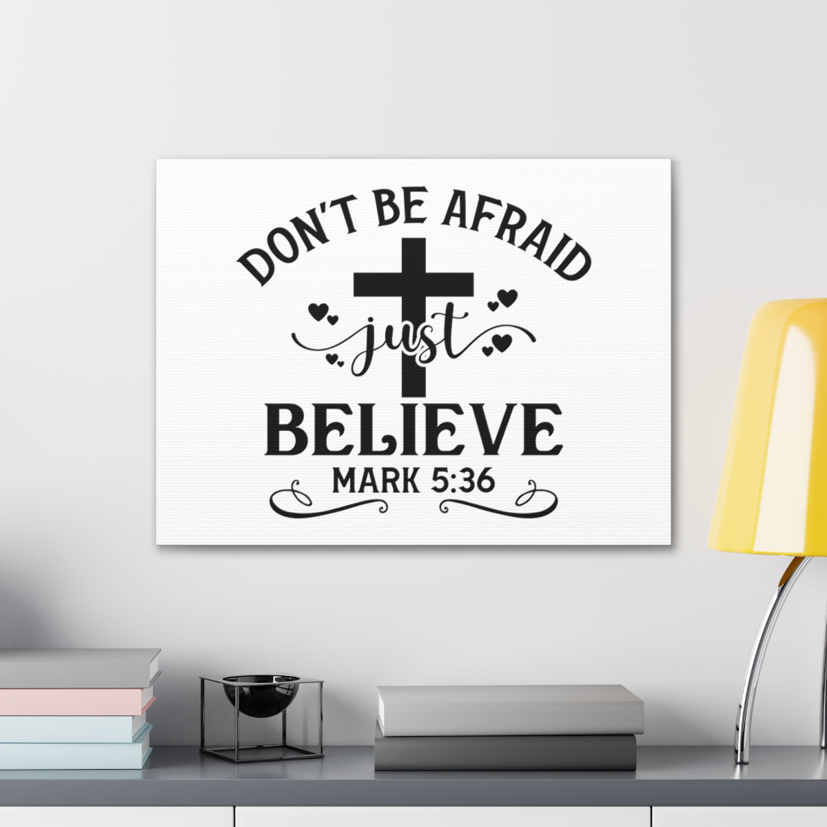 Scripture Walls Just Believe Mark 5:36 Cross Bible Verse Canvas Christian Wall Art Ready to Hang Unframed-Express Your Love Gifts