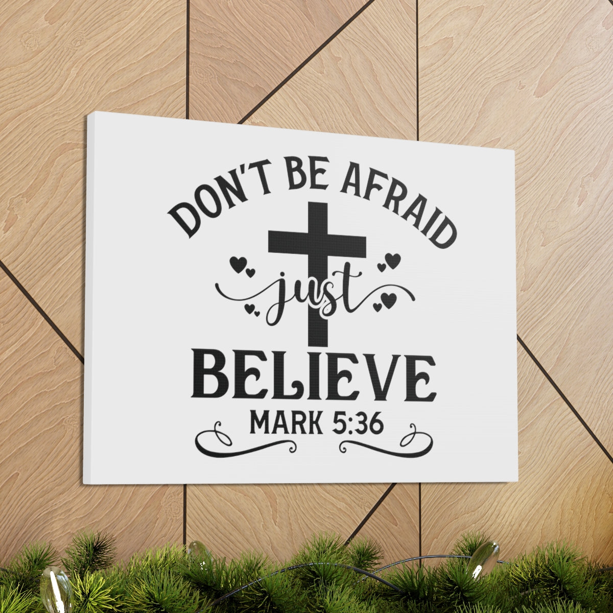Scripture Walls Just Believe Mark 5:36 Cross Bible Verse Canvas Christian Wall Art Ready to Hang Unframed-Express Your Love Gifts