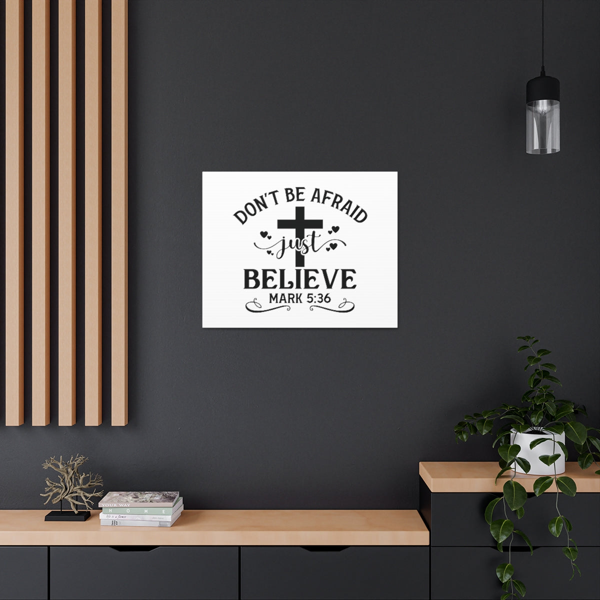 Scripture Walls Just Believe Mark 5:36 Cross Bible Verse Canvas Christian Wall Art Ready to Hang Unframed-Express Your Love Gifts