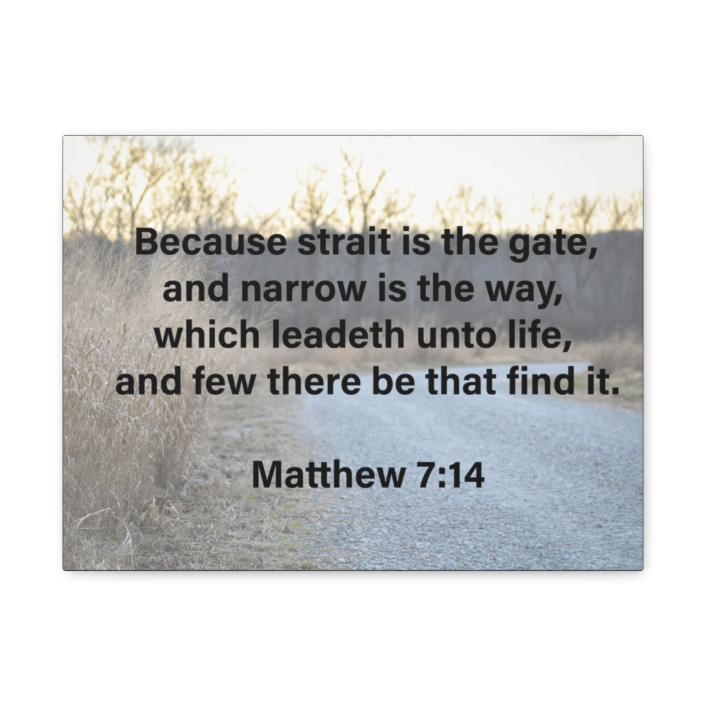 Leadeth Unto Life Matthew 7:14 Bible Verse Canvas Christian Wall Art Ready to Hang Unframed-Express Your Love Gifts