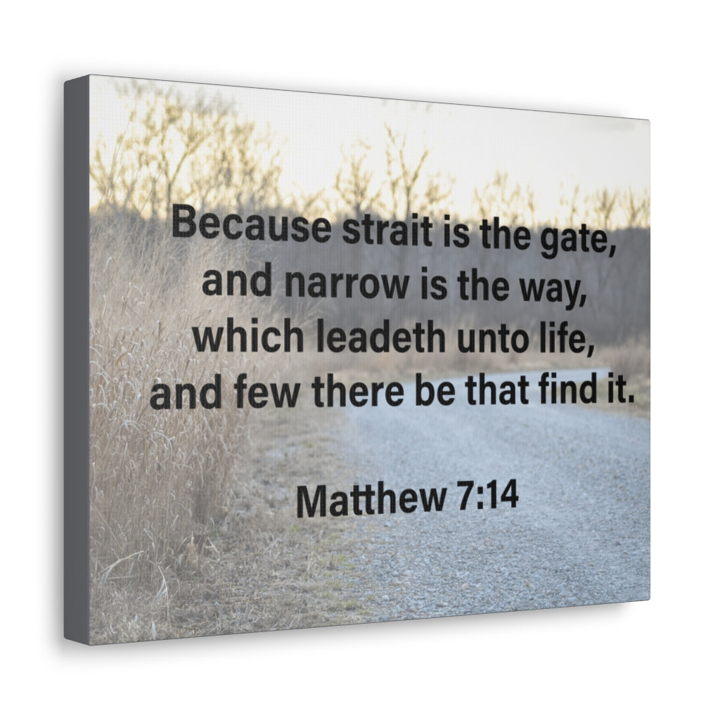Leadeth Unto Life Matthew 7:14 Bible Verse Canvas Christian Wall Art Ready to Hang Unframed-Express Your Love Gifts