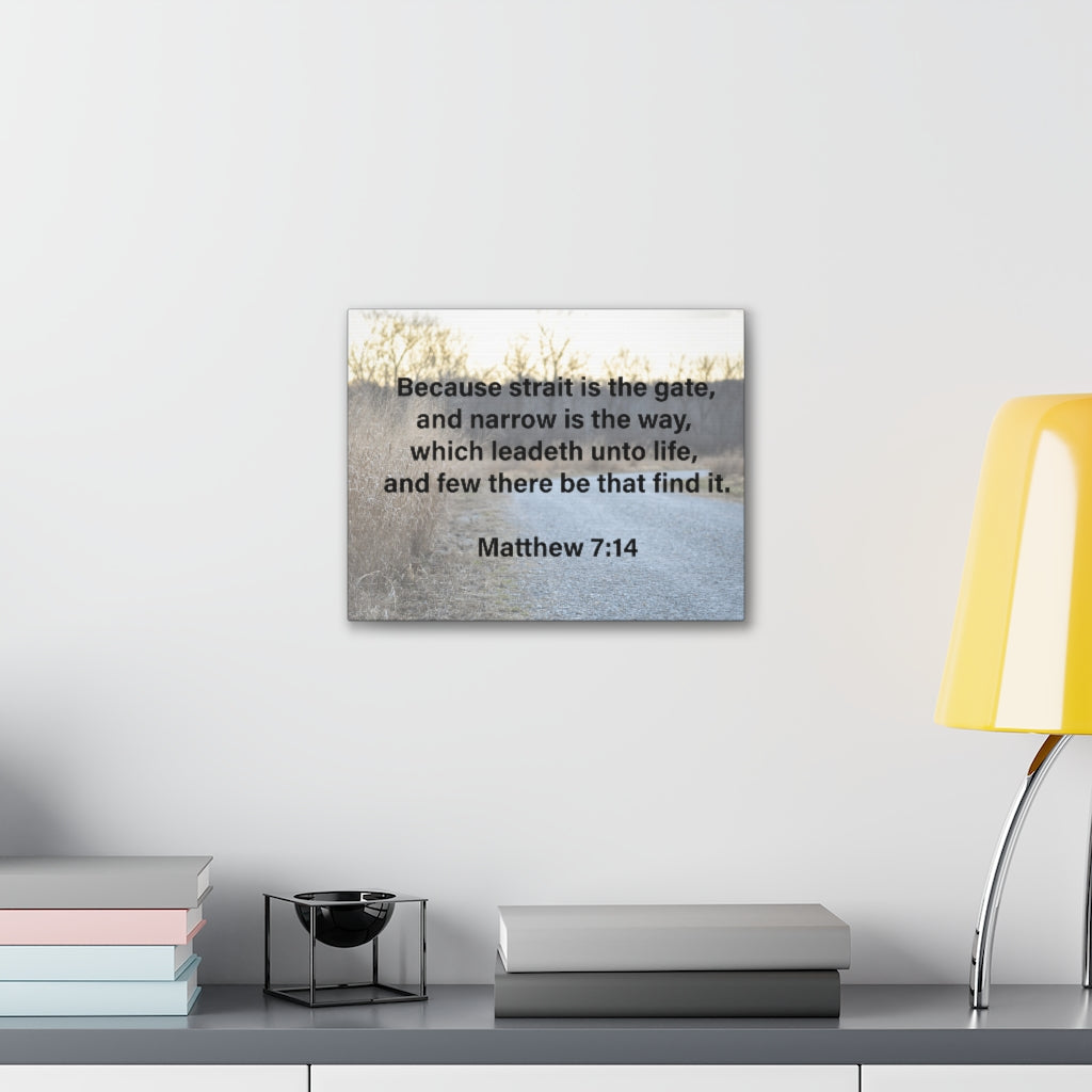 Leadeth Unto Life Matthew 7:14 Bible Verse Canvas Christian Wall Art Ready to Hang Unframed-Express Your Love Gifts