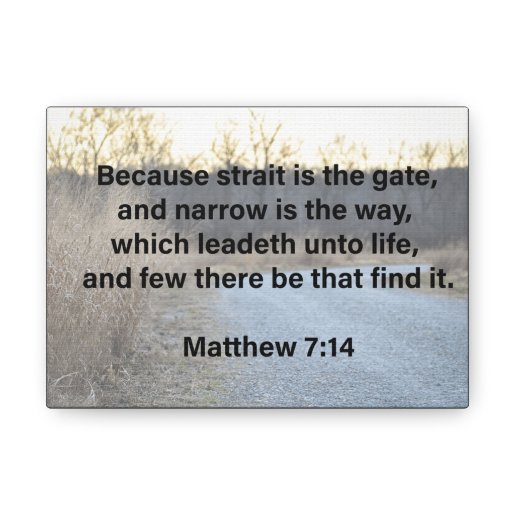 Leadeth Unto Life Matthew 7:14 Bible Verse Canvas Christian Wall Art Ready to Hang Unframed-Express Your Love Gifts