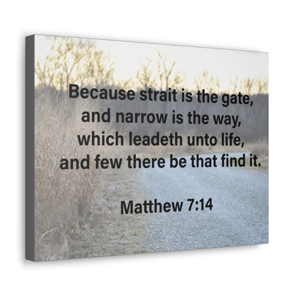 Leadeth Unto Life Matthew 7:14 Bible Verse Canvas Christian Wall Art Ready to Hang Unframed-Express Your Love Gifts