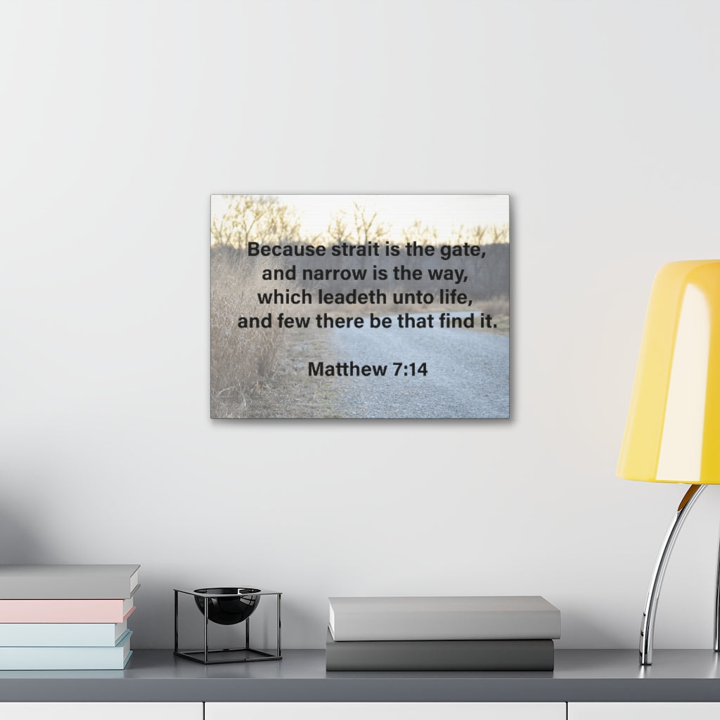 Leadeth Unto Life Matthew 7:14 Bible Verse Canvas Christian Wall Art Ready to Hang Unframed-Express Your Love Gifts