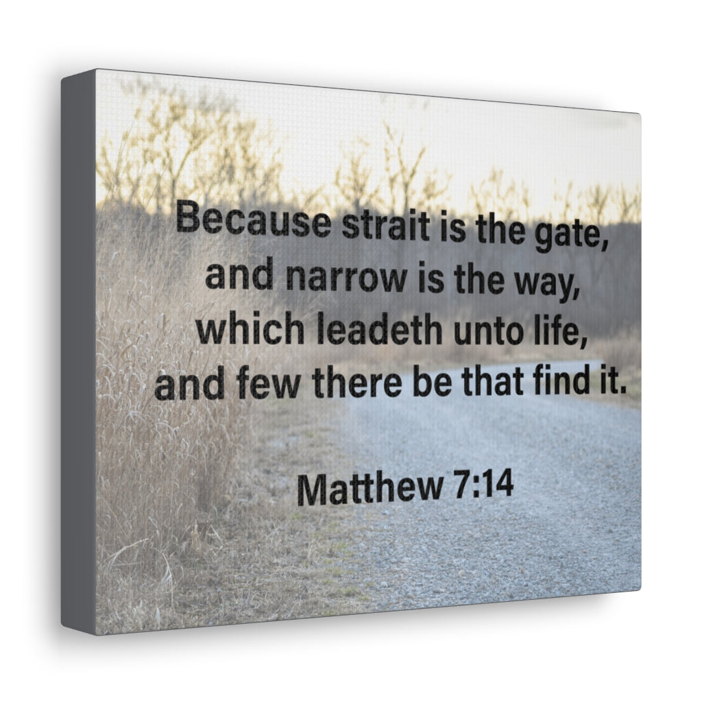 Leadeth Unto Life Matthew 7:14 Bible Verse Canvas Christian Wall Art Ready to Hang Unframed-Express Your Love Gifts