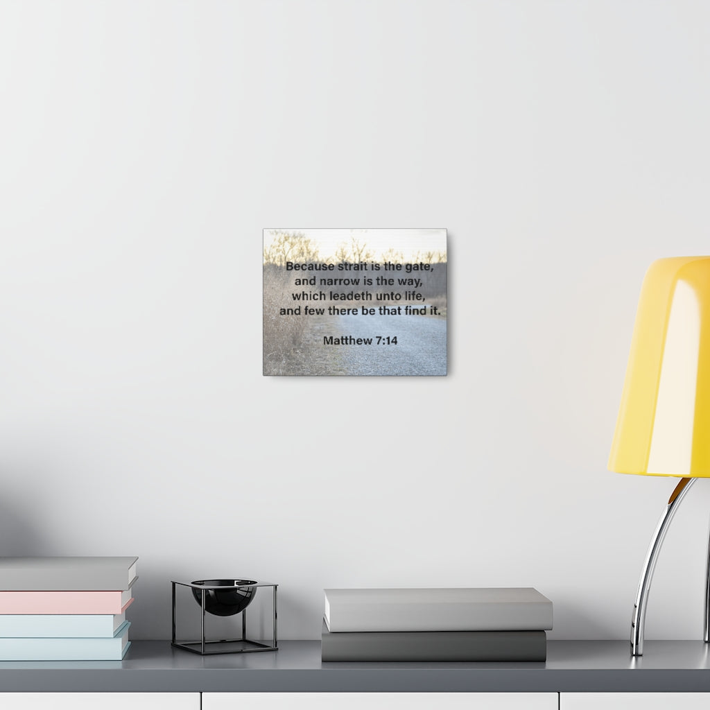 Leadeth Unto Life Matthew 7:14 Bible Verse Canvas Christian Wall Art Ready to Hang Unframed-Express Your Love Gifts