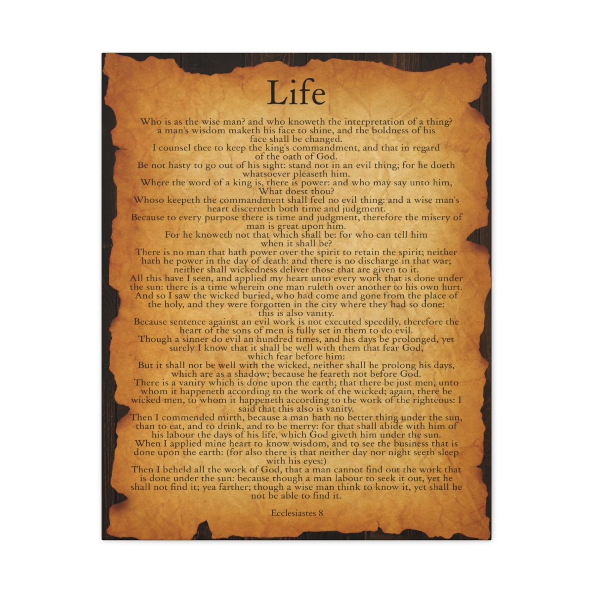 Scripture Walls Ecclesiastes 8 Chapter Gold Brown Bible Verse Canvas Christian Wall Art Ready to Hang Unframed-Express Your Love Gifts