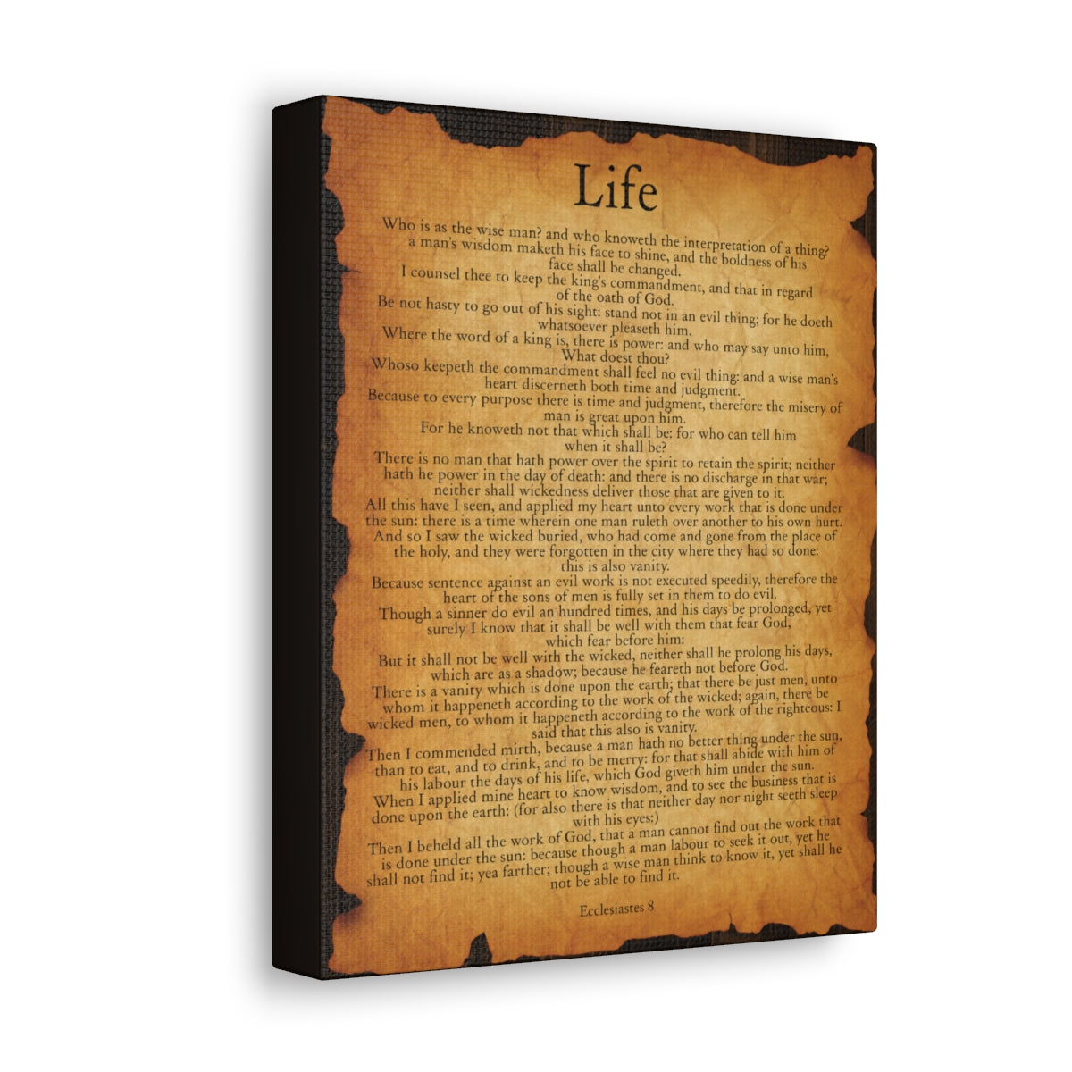 Scripture Walls Ecclesiastes 8 Chapter Gold Brown Bible Verse Canvas Christian Wall Art Ready to Hang Unframed-Express Your Love Gifts