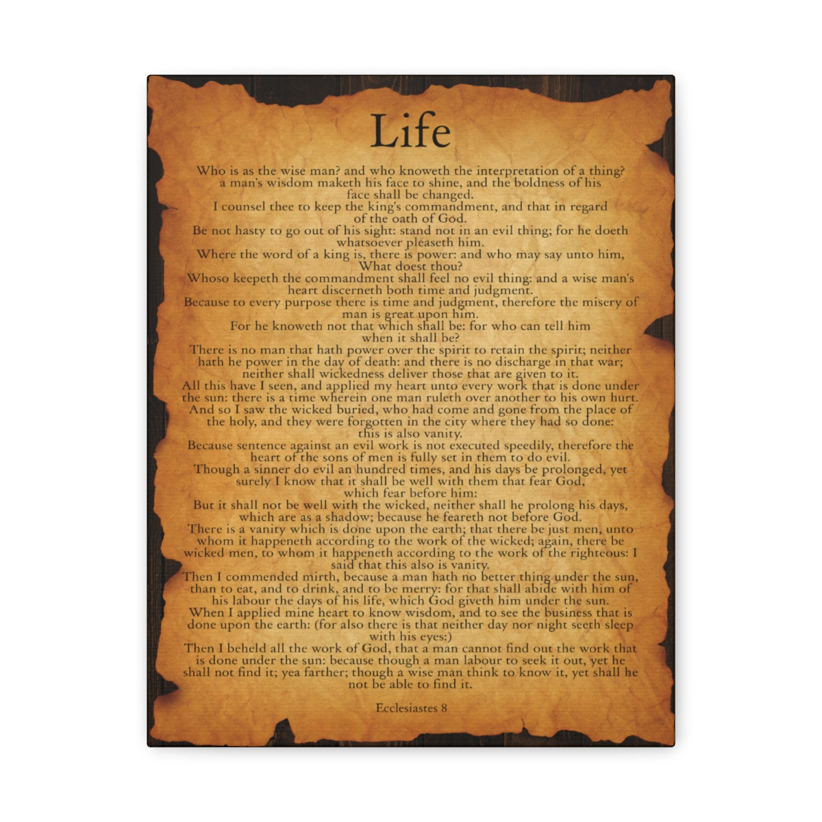 Scripture Walls Ecclesiastes 8 Chapter Gold Brown Bible Verse Canvas Christian Wall Art Ready to Hang Unframed-Express Your Love Gifts