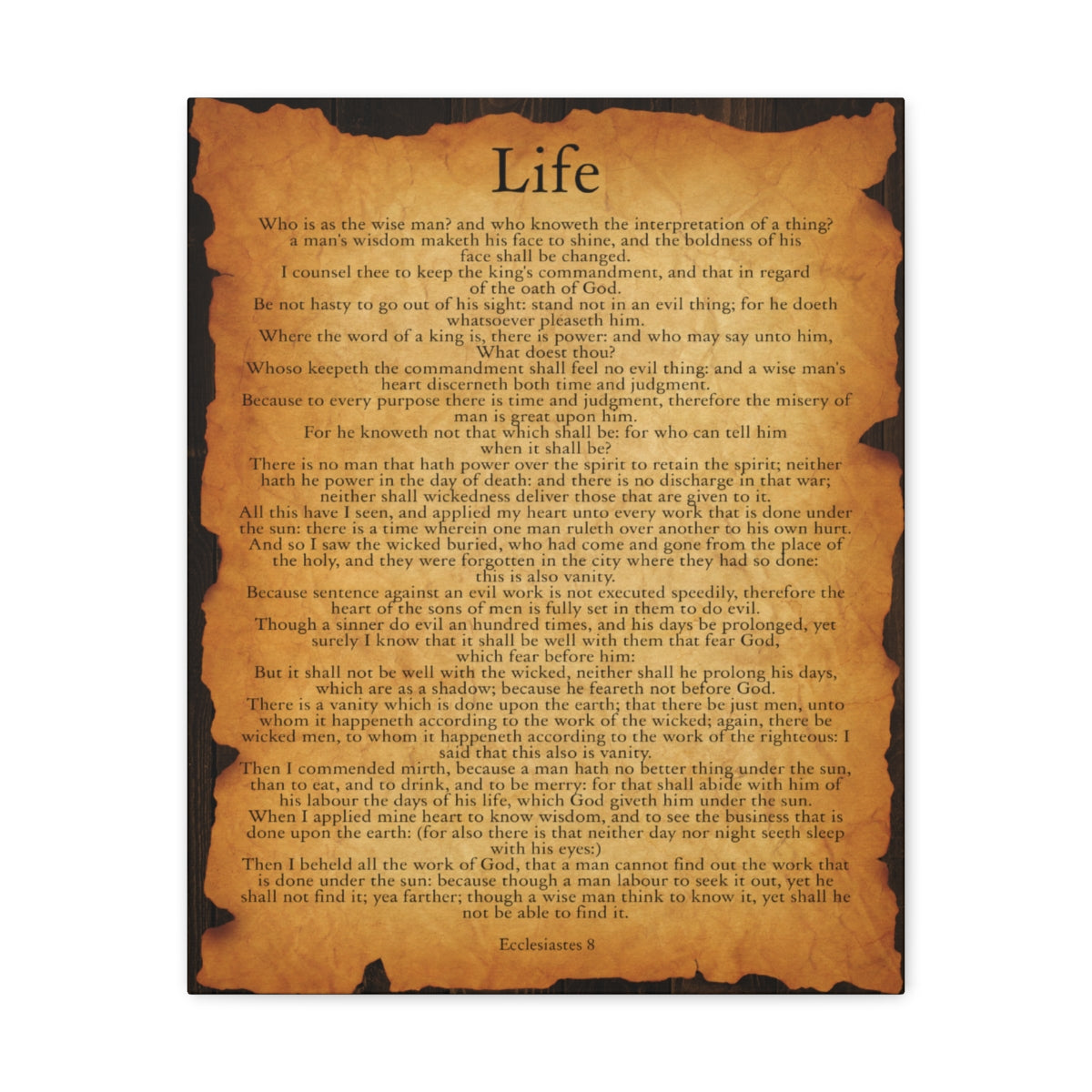 Scripture Walls Ecclesiastes 8 Chapter Gold Brown Bible Verse Canvas Christian Wall Art Ready to Hang Unframed-Express Your Love Gifts