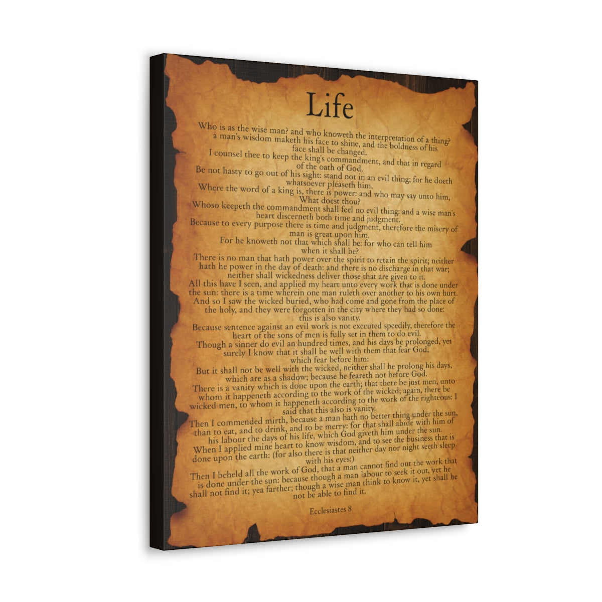 Scripture Walls Ecclesiastes 8 Chapter Gold Brown Bible Verse Canvas Christian Wall Art Ready to Hang Unframed-Express Your Love Gifts