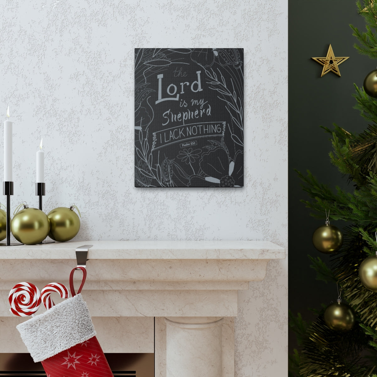 Scripture Walls Lord Is My Shepherd Psalm 23:1 Bible Verse Canvas Christian Wall Art Ready to Hang Unframed-Express Your Love Gifts