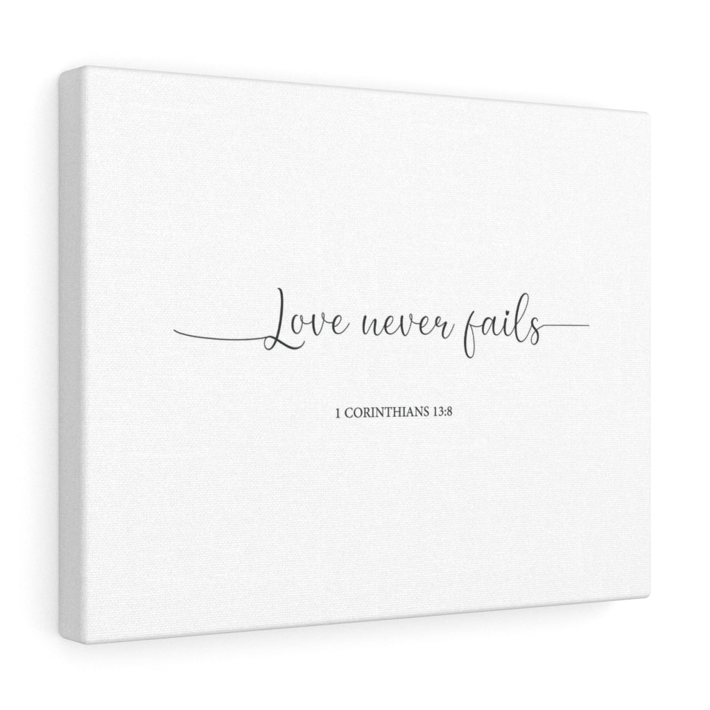 Love Never Fails Line 1 Corinthians 13:8 Bible Verse Canvas Christian Wall Art Ready to Hang Unframed-Express Your Love Gifts