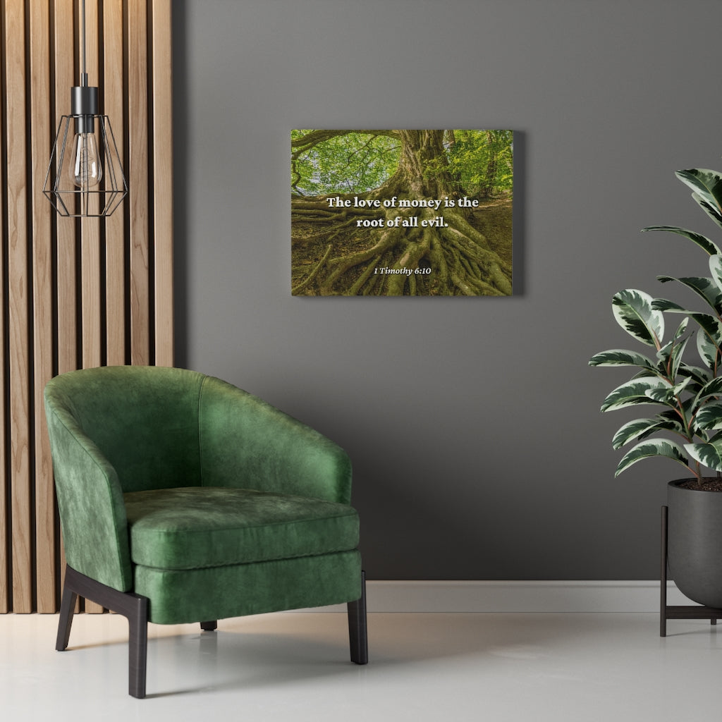Love Of Money 1 Timothy 6:10 Bible Verse Canvas Christian Wall Art Ready to Hang Unframed-Express Your Love Gifts