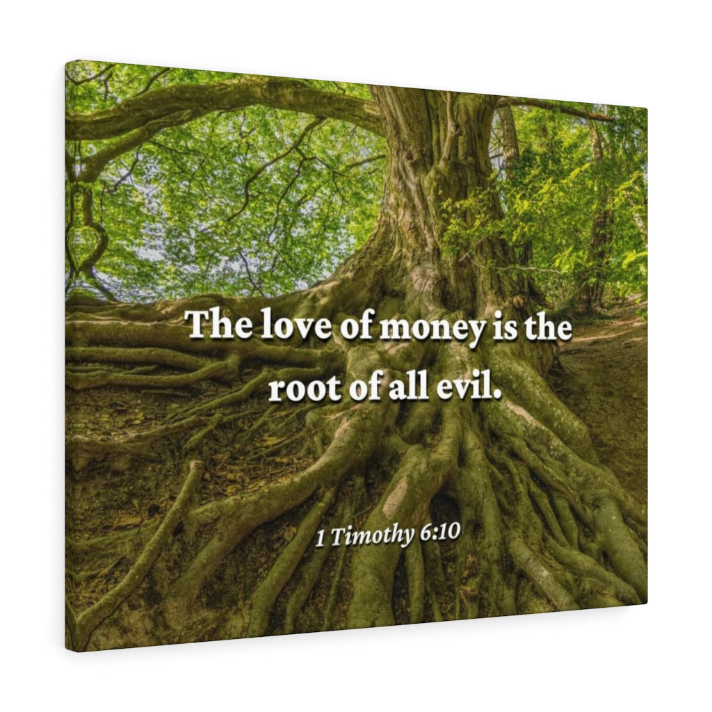Love Of Money 1 Timothy 6:10 Bible Verse Canvas Christian Wall Art Ready to Hang Unframed-Express Your Love Gifts