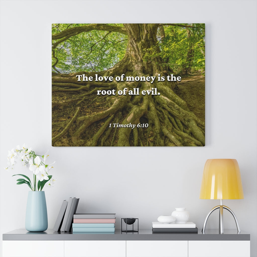 Love Of Money 1 Timothy 6:10 Bible Verse Canvas Christian Wall Art Ready to Hang Unframed-Express Your Love Gifts