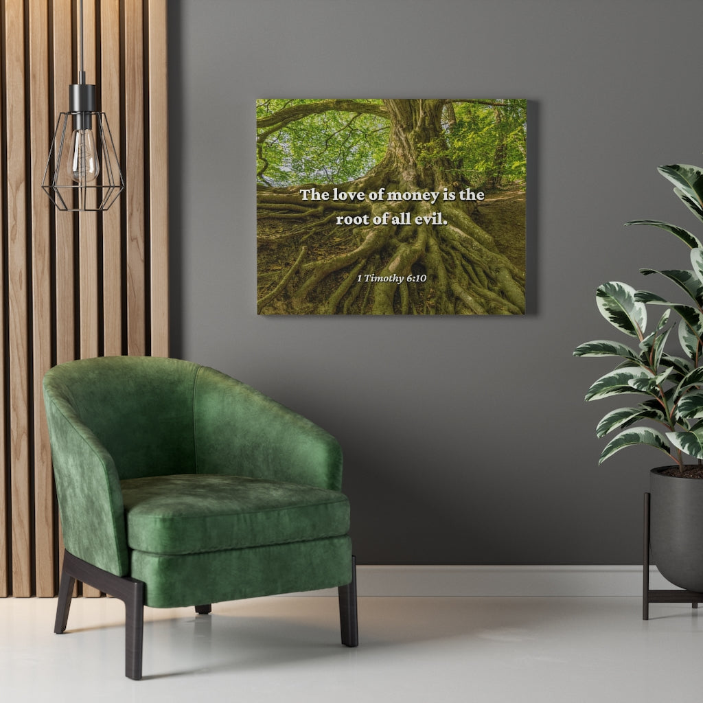Love Of Money 1 Timothy 6:10 Bible Verse Canvas Christian Wall Art Ready to Hang Unframed-Express Your Love Gifts
