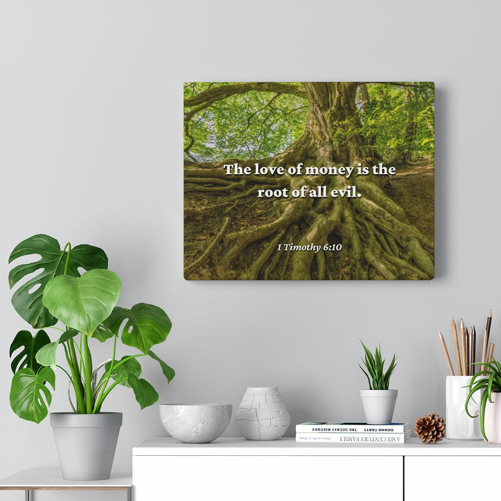 Love Of Money 1 Timothy 6:10 Bible Verse Canvas Christian Wall Art Ready to Hang Unframed-Express Your Love Gifts
