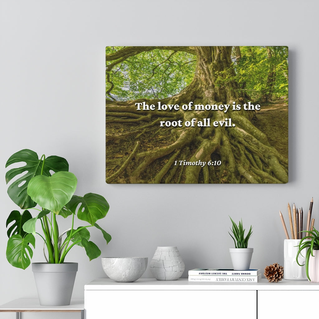Love Of Money 1 Timothy 6:10 Bible Verse Canvas Christian Wall Art Ready to Hang Unframed-Express Your Love Gifts
