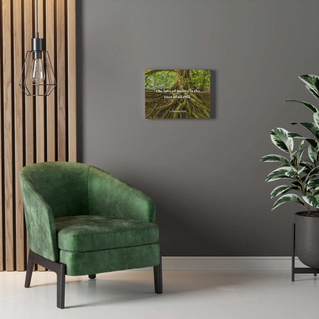 Love Of Money 1 Timothy 6:10 Bible Verse Canvas Christian Wall Art Ready to Hang Unframed-Express Your Love Gifts